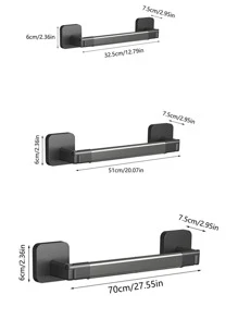 1入組免打孔毛巾杆 - 黑色 - 查看 8