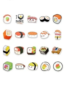 50张日本食物涂鸦贴纸，可爱卡通寿司贴纸，拉面个性化创意涂鸦贴纸，适用于汽车、行李箱、水瓶 - 彩色 - 查看 2