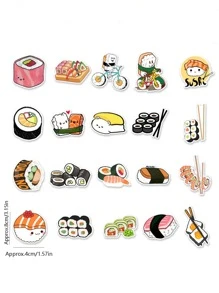 50张日本食物涂鸦贴纸，可爱卡通寿司贴纸，拉面个性化创意涂鸦贴纸，适用于汽车、行李箱、水瓶 - 彩色 - 查看 3