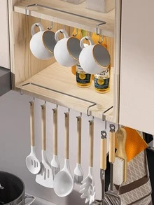 1pc Stainless Steel Kitchen Storage Rack - Silver - View 1