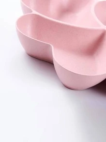 1 pieza Plato de PP con 4 divisiones con forma de flor, regalo de Navidad - Beis - Ver 2