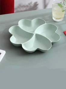 1 pieza Plato de PP con 4 divisiones con forma de flor, regalo de Navidad - Beis - Ver 7