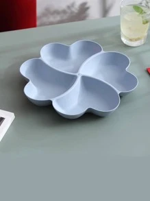 1 pieza Plato de PP con 4 divisiones con forma de flor, regalo de Navidad - Beis - Ver 6