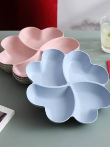 1 pieza Plato de PP con 4 divisiones con forma de flor, regalo de Navidad - Beis - Ver 3