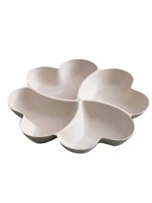 1 pieza Plato de PP con 4 divisiones con forma de flor, regalo de Navidad - Beis - Ver 8