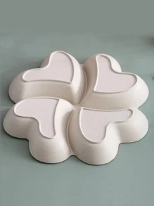 1 pieza Plato de PP con 4 divisiones con forma de flor, regalo de Navidad - Beis - Ver 9