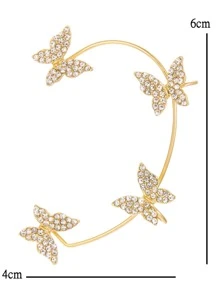 蝴蝶耳夾非穿孔耳環1入組女士時尚配飾派對度假禮物 - 金黃色 - 查看 3