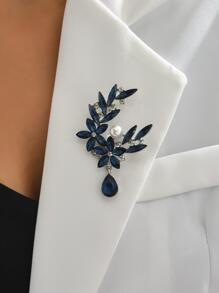 Brosche mit Strass- und Kunstperlendekor