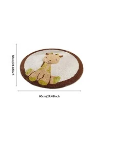 1pc Cartoon Giraffe Pattern Rug - Coffee Brown - View 2