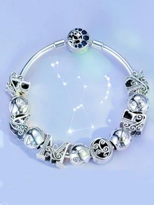 Constellation Symbol Detail Ball DIY Silver Bead - Silver - View 4