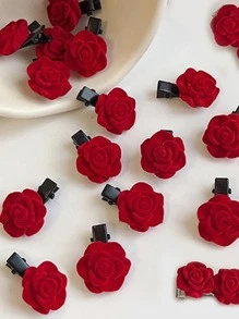 10个迷你发夹爪女士玫瑰/蝴蝶夹头饰夹螃蟹发夹塑料可爱漂亮发饰发夹爪夹发夹 - 玫瑰紅 - 查看 4