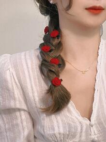 10个迷你发夹爪女士玫瑰/蝴蝶夹头饰夹螃蟹发夹塑料可爱漂亮发饰发夹爪夹发夹 - 玫瑰紅 - 查看 3