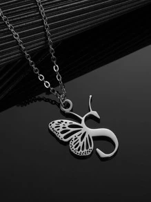 Vòng cổ mặt dây chuyền bướm - Bạc - Xem 1