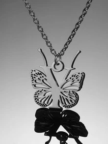 Vòng cổ mặt dây chuyền bướm - Bạc - Xem 6