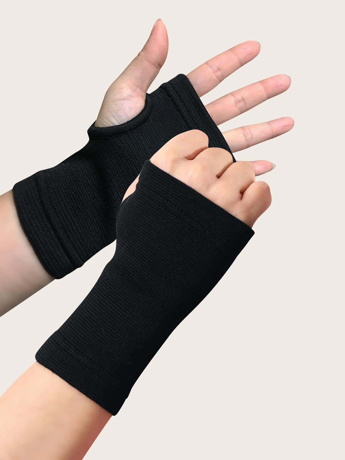 1pair Black Breathable Fitness Fingerless Gloves Gym Gym Wristbands Accessories