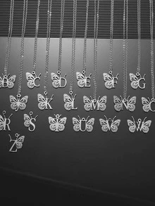 Vòng cổ mặt dây chuyền bướm - Bạc - Xem 10