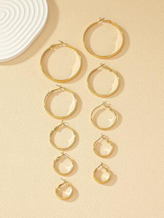 10pcs/Set Simple Half-Circle Smooth Hoop Earrings