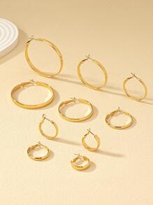 10pcs/Set Simple Half-Circle Smooth Hoop Earrings