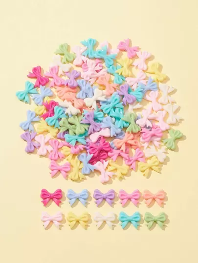 Mixed Color Bowknot Acrylic Beads, About 90pcs/50g Valentines