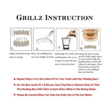 Four Full Open Face Hollow Tooth Grillz Top With CZ & Bottom Teeth Grills For Men Copper Silver Color Body Jewelry - Silver - View 8