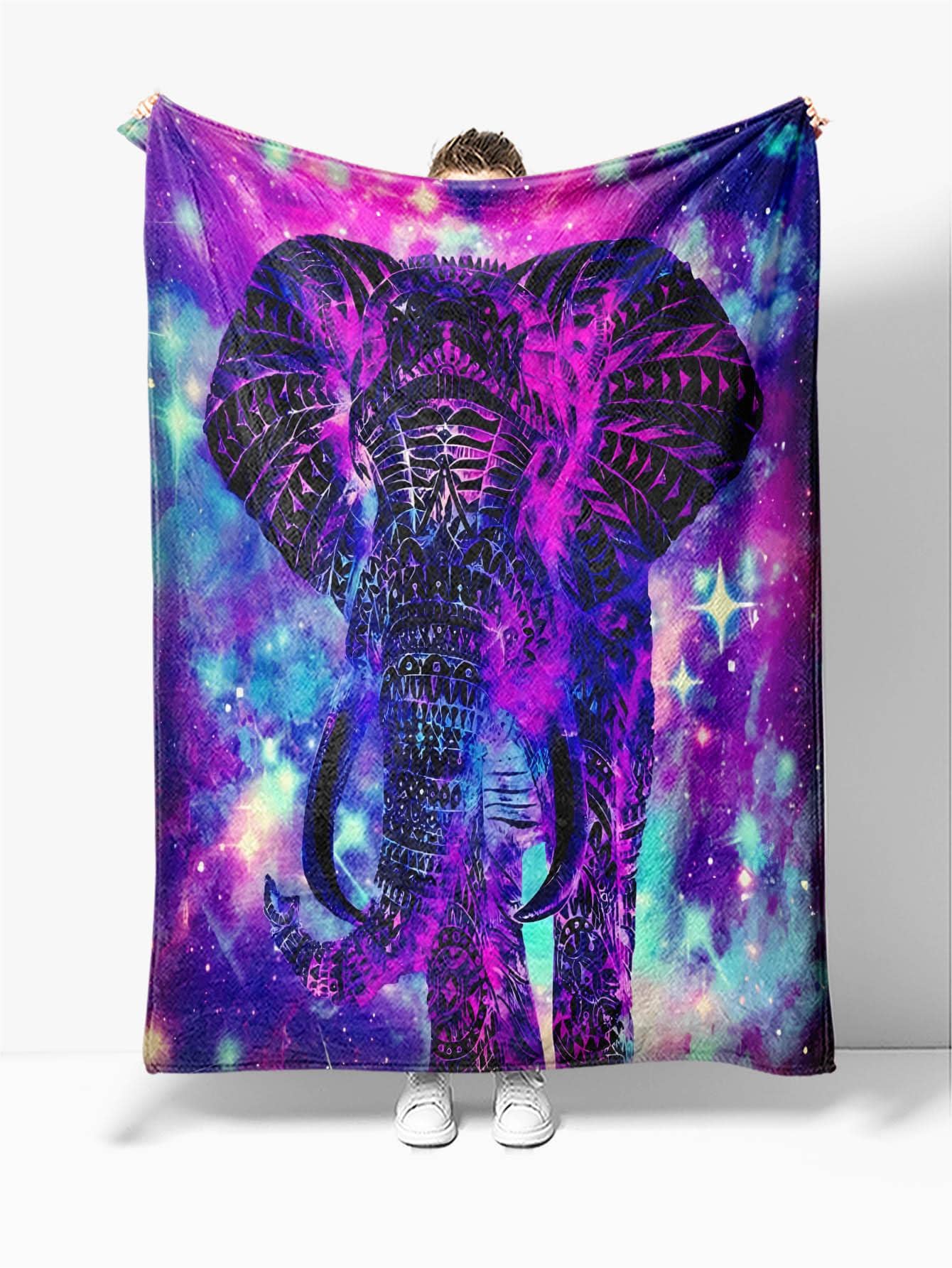 1入組星系和大象樣式毯子 - 彩色 - 查看 1