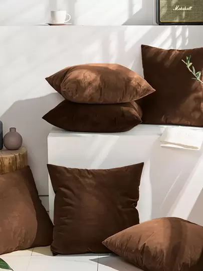 1pc Silver Fox Plush Elastic Home Bedroom Living Room Anti-Dirty Anti-Dust Solid Color Pillow Cover (Pillow Insert Not Included)