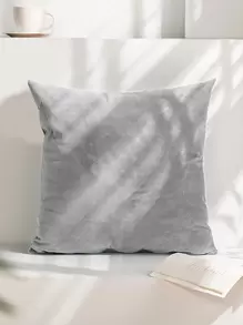 1pc Silver Fox Plush Elastic Home Bedroom Living Room Anti-Dirty Anti-Dust Solid Color Pillow Cover (Pillow Insert Not Included) - Light Grey - View 4