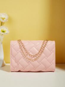 Túi đeo chéo mini đựng điện thoại họa tiết hình thoi Túi nhỏ - Hồng - Xem 4