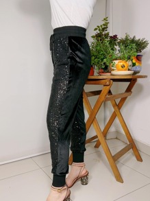 PANTALON DE LENTEJUELA MUY BRILLOS - Negro - Ver 3