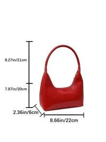 Fashionable Solid Colour Red Crocodile Pattern Shell Shaped Shoulder Tote Bag For Women - Burgundy - View 9