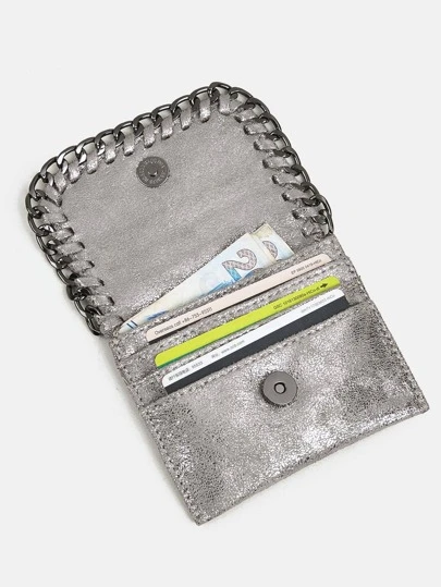 Textured Classic Chain Decor Vintage Slim Lightweight Portable Cash ID Card Card Coin Pocket Short Wallet Small Pouch Small Pocket Wallet For Birthday Gift Anniversary On Valentine Day Female Lady Girls Male Men For College Student School Student Holder Small Gift Teacher Gift For Girlfriend Gift Bag Present Gifts For Teachers School Supplies Teacher Gifts Back To School Card Holder Wallet Business Card Holder Credit Card Holder Women Wallet Mini Wallet Purse Wallet Card Wallet