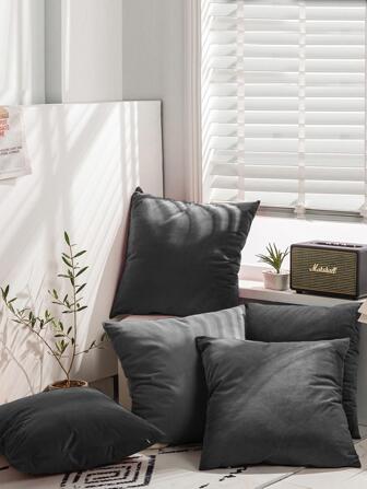 1 件银狐毛绒弹性家居卧室客厅防脏防尘纯色枕套（不含枕芯）