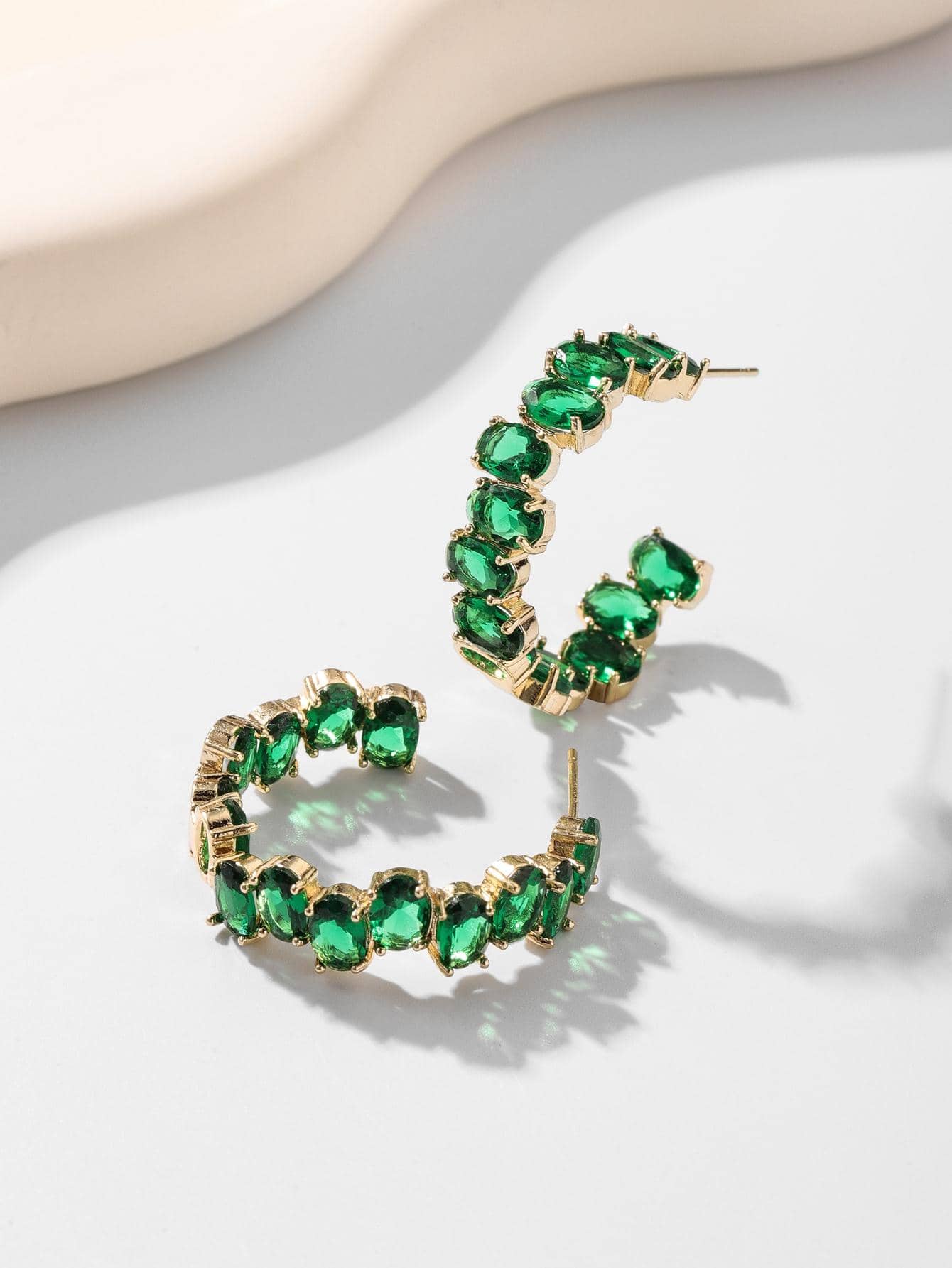 Andkiss 2入組水晶裝飾開口耳環