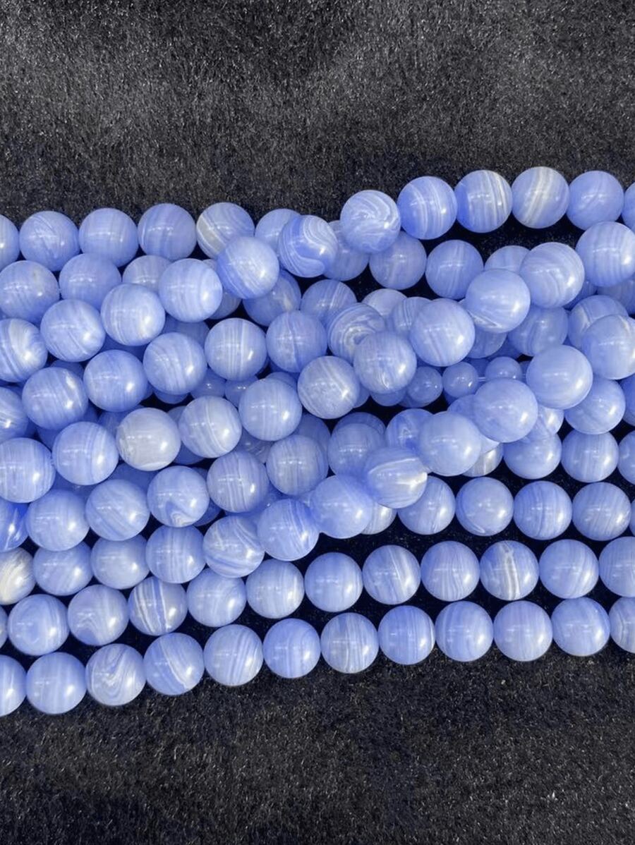 1串紫色瑪瑙石珠，用於項鍊、手鍊製作 - 紫色 - 查看 1