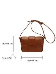 迷你新款時尚針織休閒單肩包 - 棕色 - 查看 2