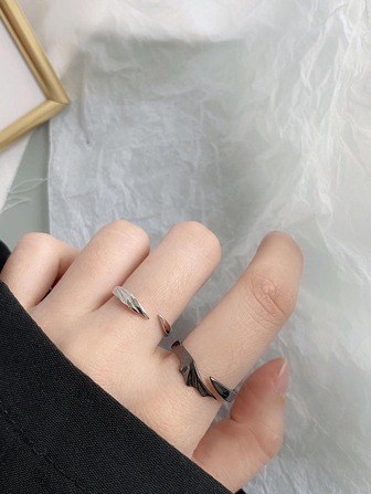 2入組可調節翅膀裝飾戒指時尚受歡迎首飾類禮品派對適合男士