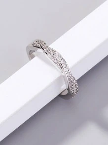 Nooxian 方晶鋯石裝飾開口戒指 - 銀色 - 查看 3