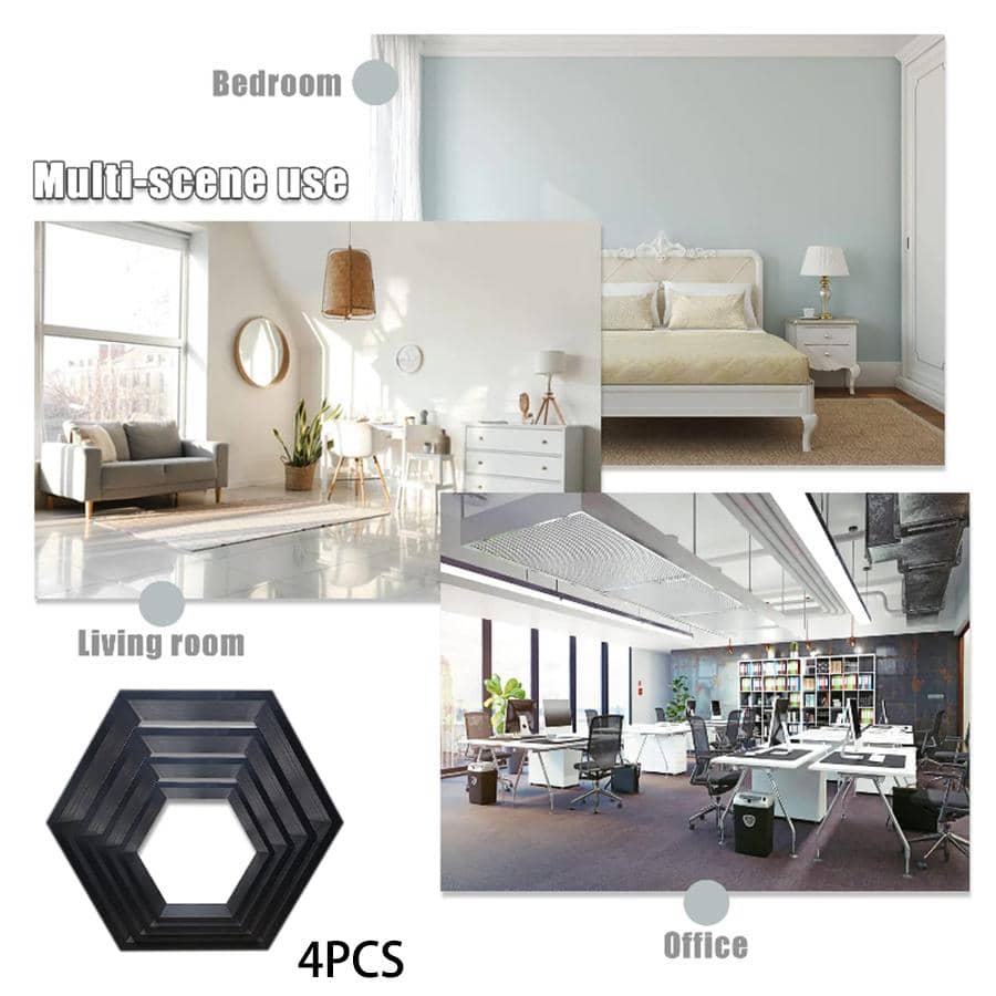 4pcs Geometric Design Decoration Craft - Black - View 1