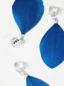 6件套蓝色蓬松羽毛波西米亚风发饰，女士节日发饰