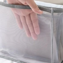 Clear Detail Cloth Storage Bag Contrast Binding, Stuff Bag - Black - View 8