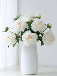 1入組人造花花束，派對用白色浪漫人造花 - 白色 - 查看 3