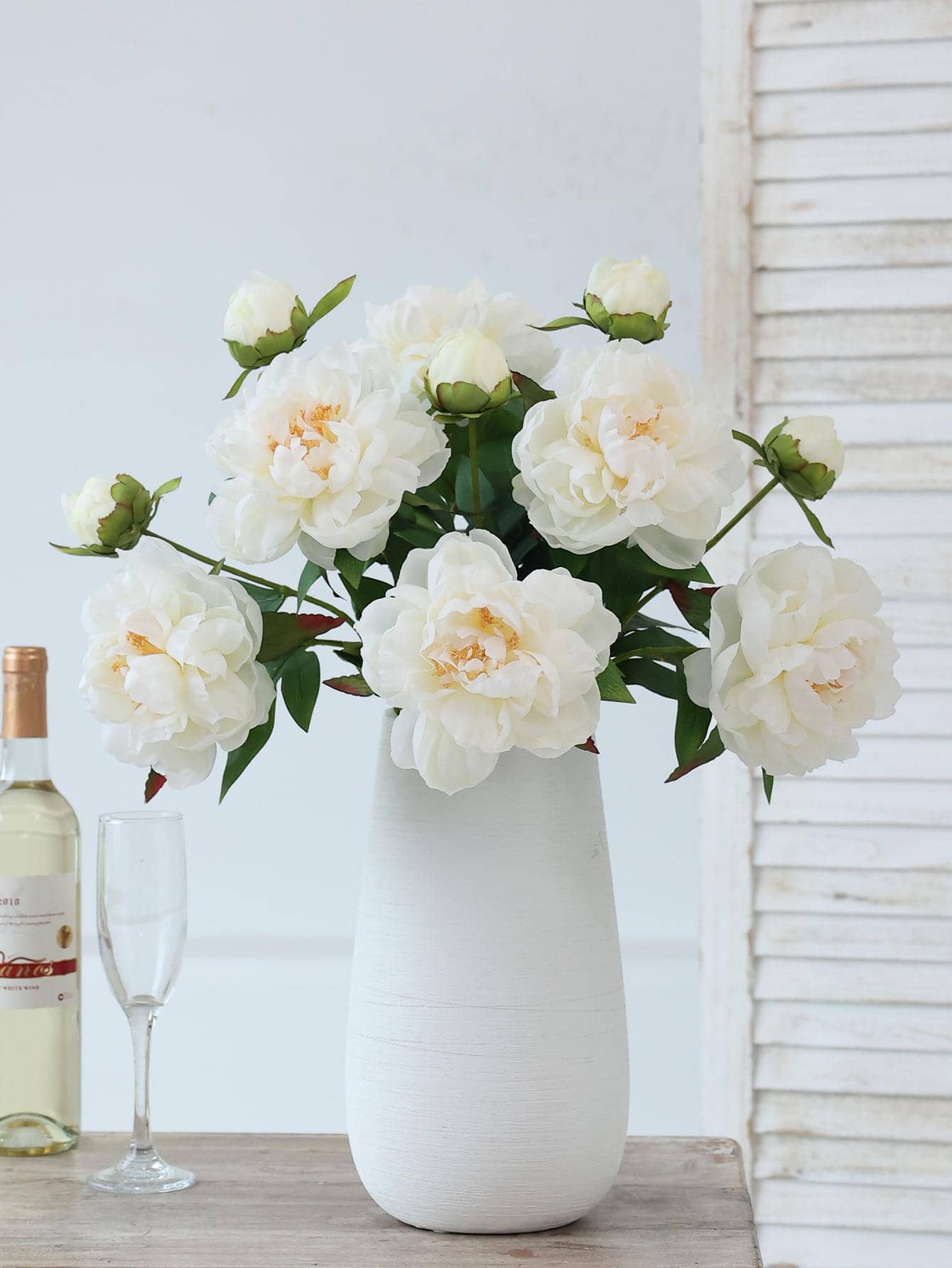 1入組人造花花束，派對用白色浪漫人造花 - 白色 - 查看 1