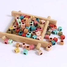 100 hạt hỗn hợp màu sắc & bảng chữ cái acrylic cho vòng đeo tay tự làm & điện thoại - Nhiều màu - Xem 1