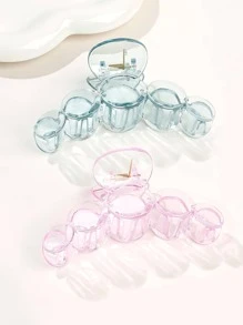 5pcs Transparent Color Hair Claw Clips With Design For Daily Decoration - Multicolor - View 2