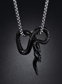 1 Vòng Cổ Bằng Thép Không Gỉ Thời Trang, Vintage Tối Giản Hình Con Rắn Đậm & Độc Đoán Vòng Cổ Cặp Phụ Kiện Dành Cho Nam - màu đen - Xem 1