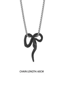 1 Vòng Cổ Bằng Thép Không Gỉ Thời Trang, Vintage Tối Giản Hình Con Rắn Đậm & Độc Đoán Vòng Cổ Cặp Phụ Kiện Dành Cho Nam - màu đen - Xem 3