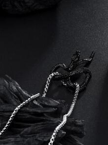 1 Vòng Cổ Bằng Thép Không Gỉ Thời Trang, Vintage Tối Giản Hình Con Rắn Đậm & Độc Đoán Vòng Cổ Cặp Phụ Kiện Dành Cho Nam - màu đen - Xem 2