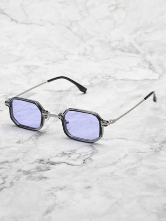 1 副方形时尚装饰时尚眼镜，小框休闲复古独特时尚眼镜，适合夏季海滩度假、户外、旅行