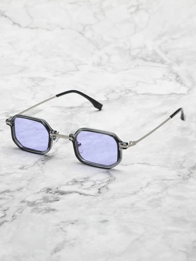 1 副方形时尚装饰时尚眼镜，小框休闲复古独特时尚眼镜，适合夏季海滩度假、户外、旅行