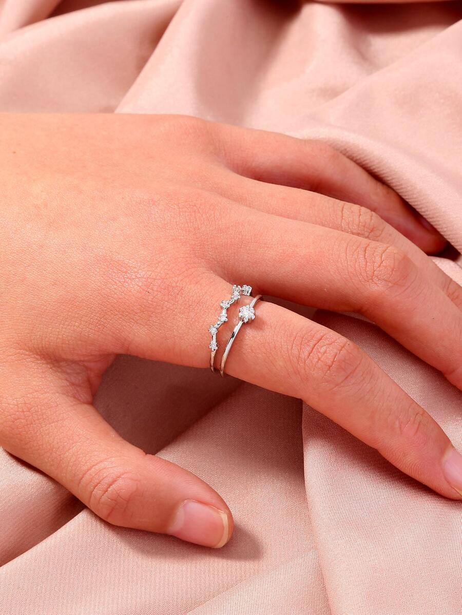 Nooxian Vòng bít trang trí bằng đá khối Zirconia - Bạc - Xem 1